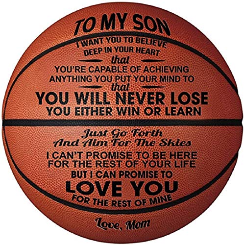 KAAYEE Engraved Basketball for Son from Mom, Personalized 29.5' Basketball Son Gifts from Mom, Custom Christmas Birthday Graduation Back to School Gift for Son from Mom