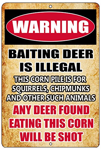 Rogue River Tactical Funny Hunting Metal Tin Sign Wall Decor Man Cave Bar Cabin Hunt Warning Baiting Deer is Illegal