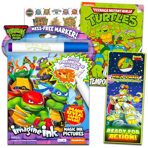 TMNT Imagine Ink Activity and Coloring Book Bundle for Kids with 25 Ninja Turtle Tattoos and Party Favors