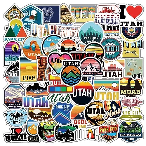 61Pcs Utah Stickers Pack, America State Aesthetic Vinyl Waterproof Stickers for Water Bottle,Skateboard,Laptop,Phone,Journaling,Scrapbooking Decals for Kids Teens Adults for Party Supply Reward…